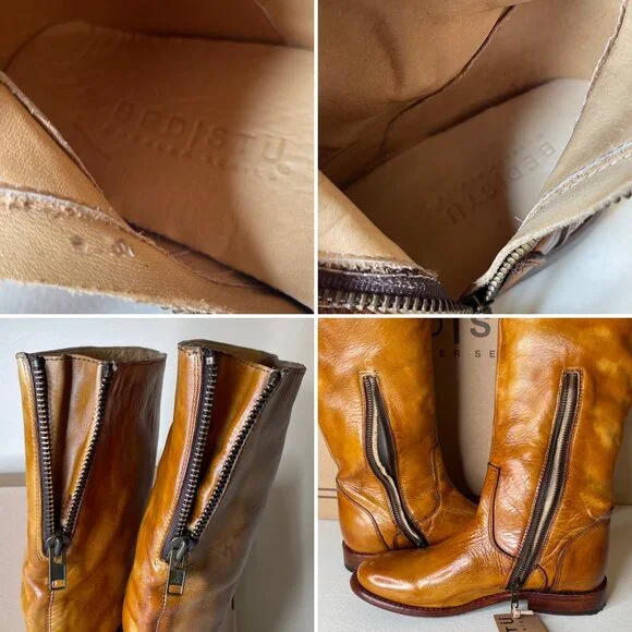 BED STU Tess Distressed Leather Riding Boots Size 8 - Picture 12 of 16